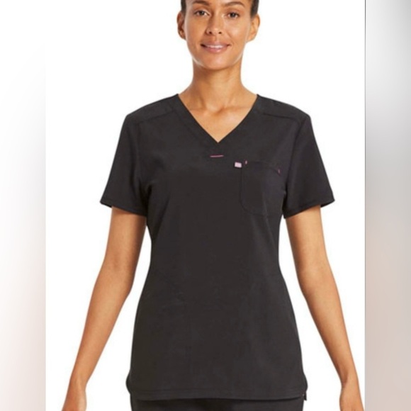 Bundle (2) NWT Scrubstar Women’s Henley Top V-Neck Scrub Top Black Sz 2XL - Picture 4 of 4